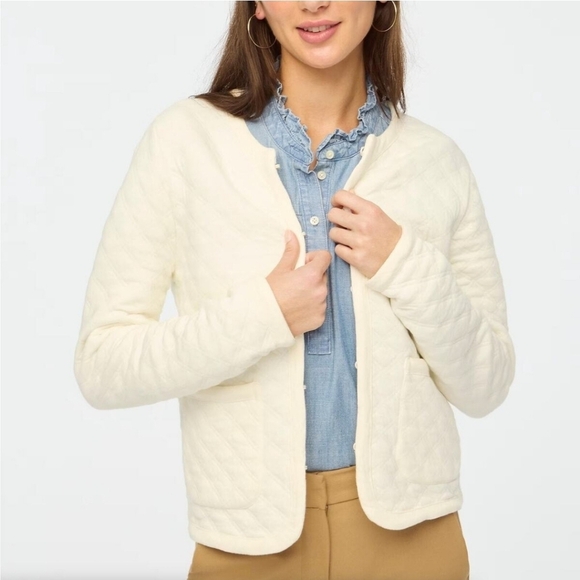 NWT J. Crew Quilted Jacket In Ivory Cream Size Small And Large - Picture 1 of 11